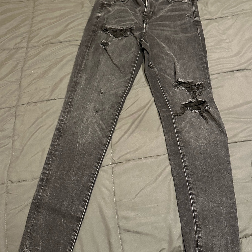 American Eagle Outfitters High Rise Distressed Black Jeans